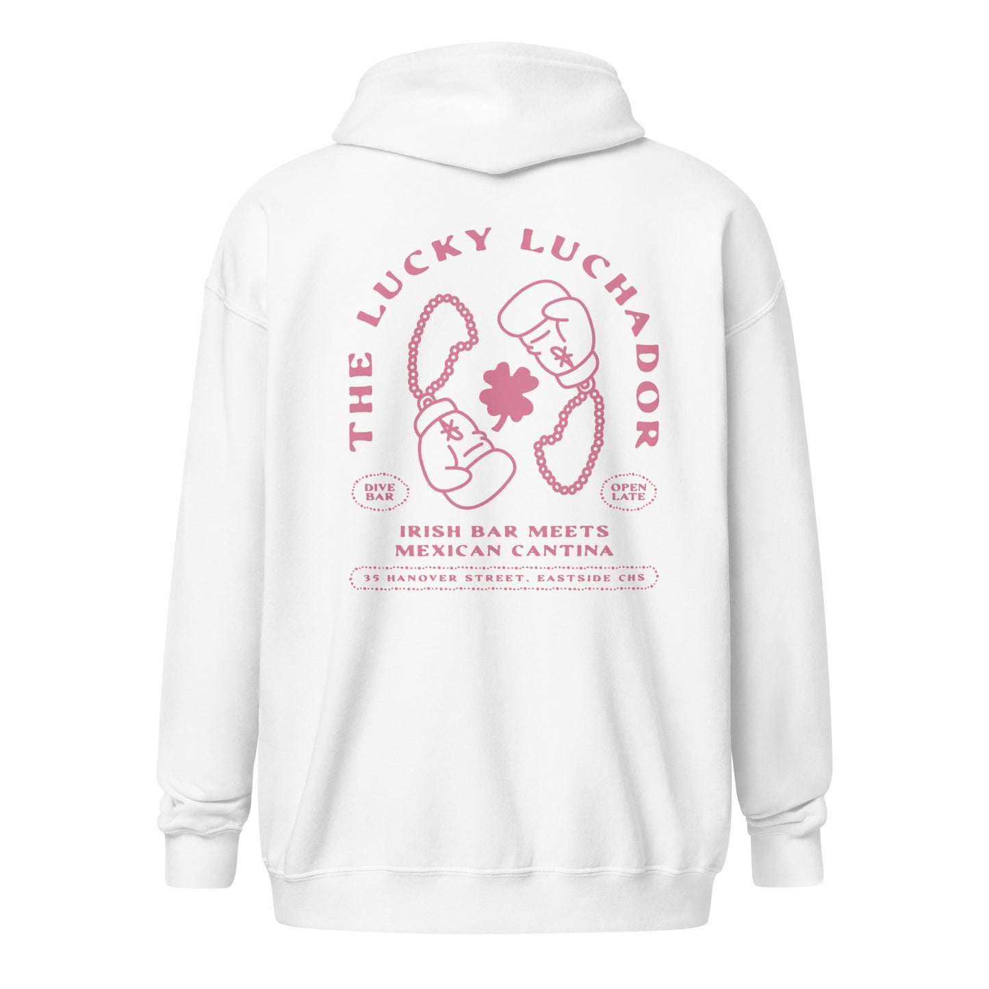 Pink Lucky Luchador Boxing Gloves Unisex heavy blend zip hoodie