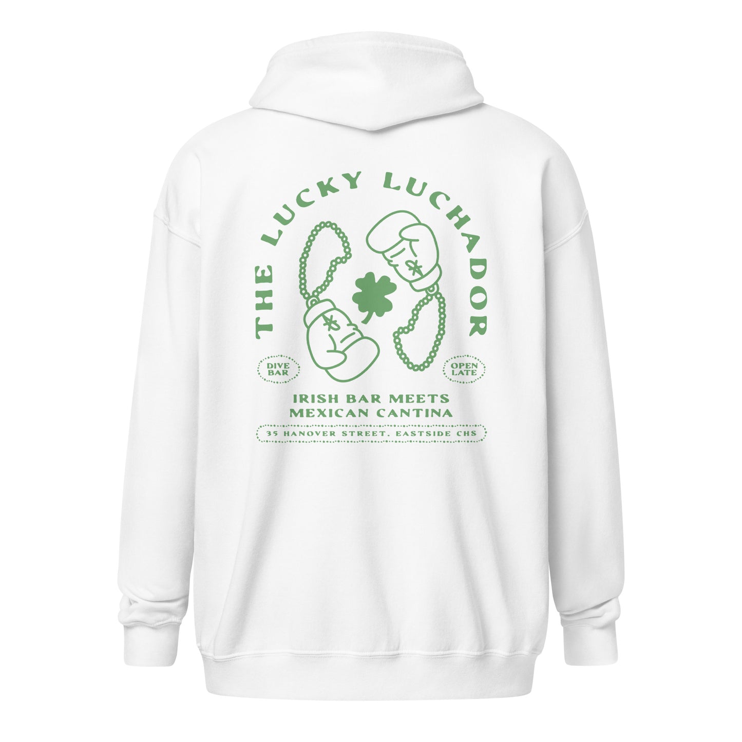 Green Lucky Luchador Boxing Gloves Unisex heavy blend zip hoodie