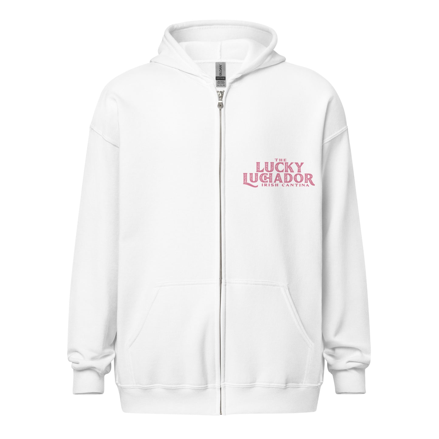 Pink Lucky Luchador Boxing Gloves Unisex heavy blend zip hoodie