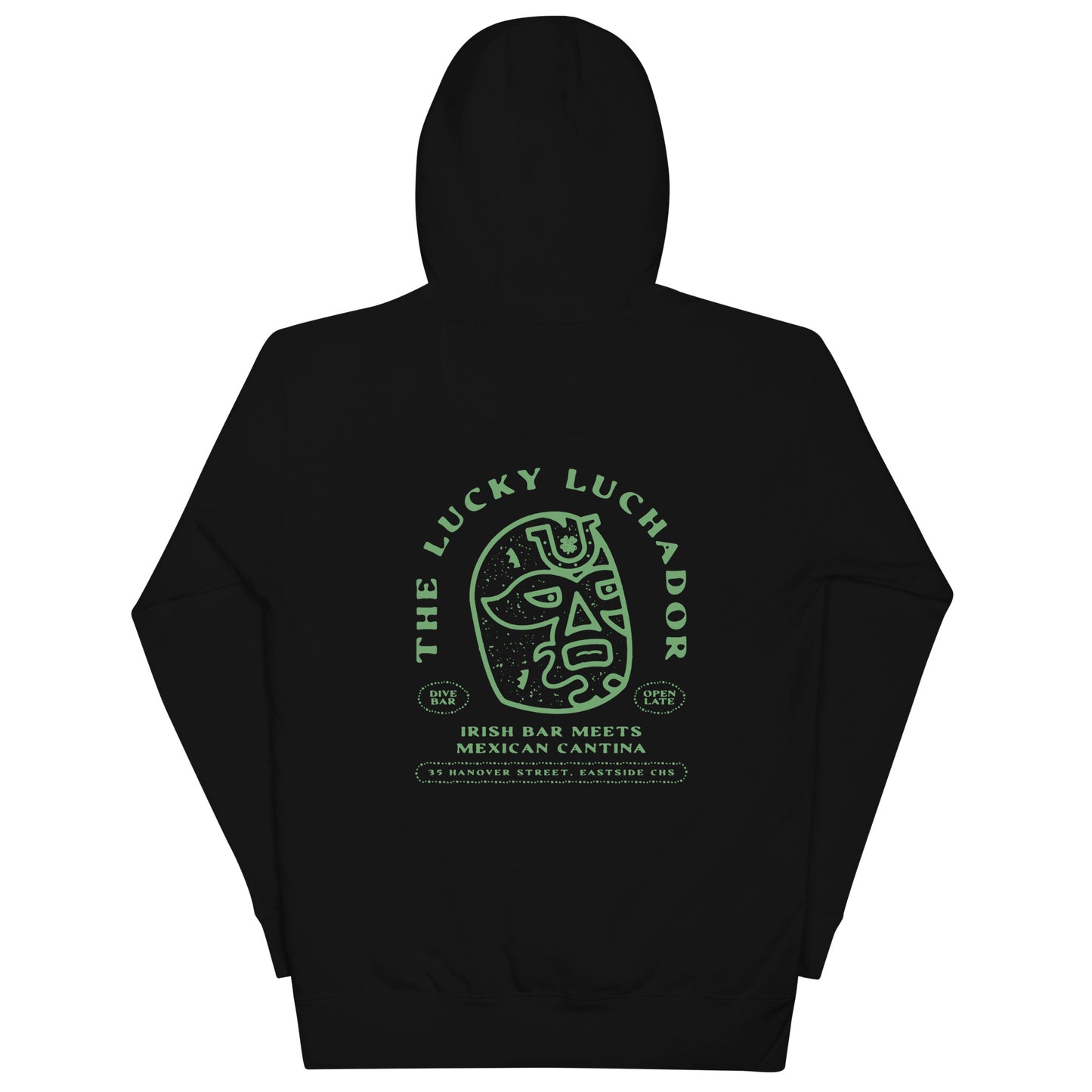 Green Lucky Luchador Head Unisex Hoodie