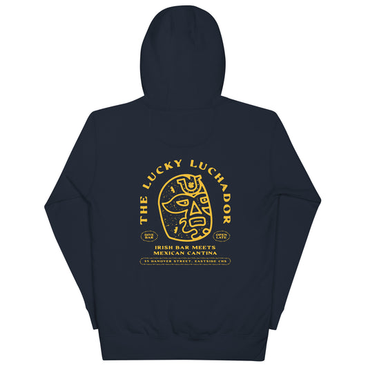 Yellow Lucky Luchador Head Unisex Hoodie