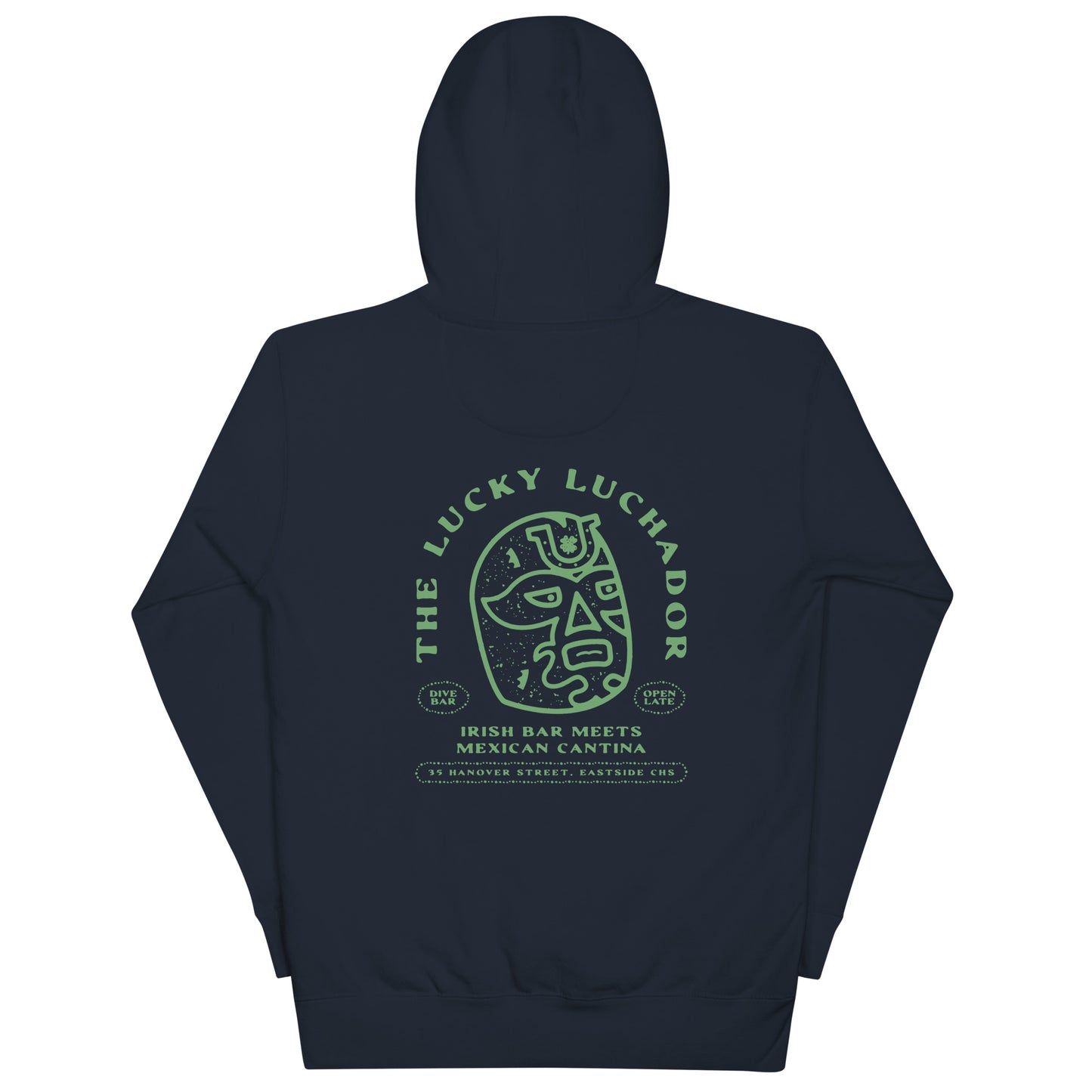 Green Lucky Luchador Head Unisex Hoodie