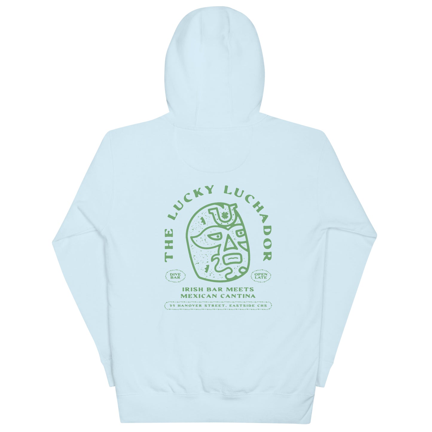 Green Lucky Luchador Head Unisex Hoodie