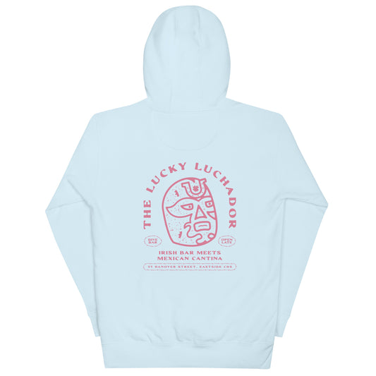 Pink Lucky Luchador Head Unisex Hoodie