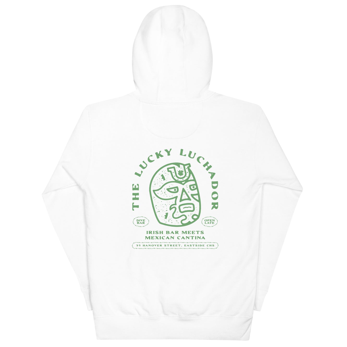 Green Lucky Luchador Head Unisex Hoodie